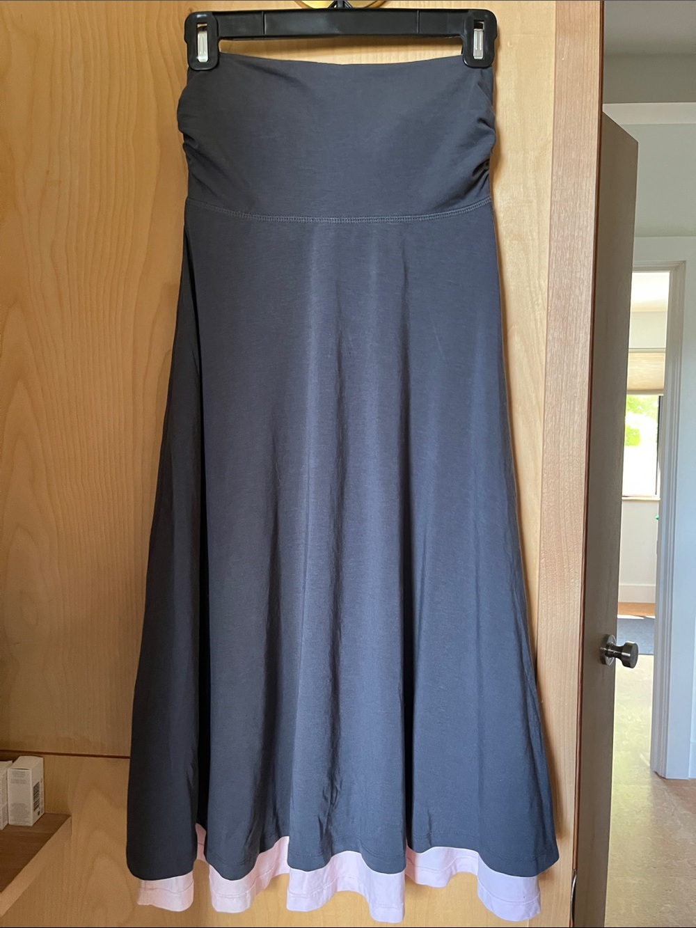 lululemon athletica Black Strapless Midi Dress with Pink Hem